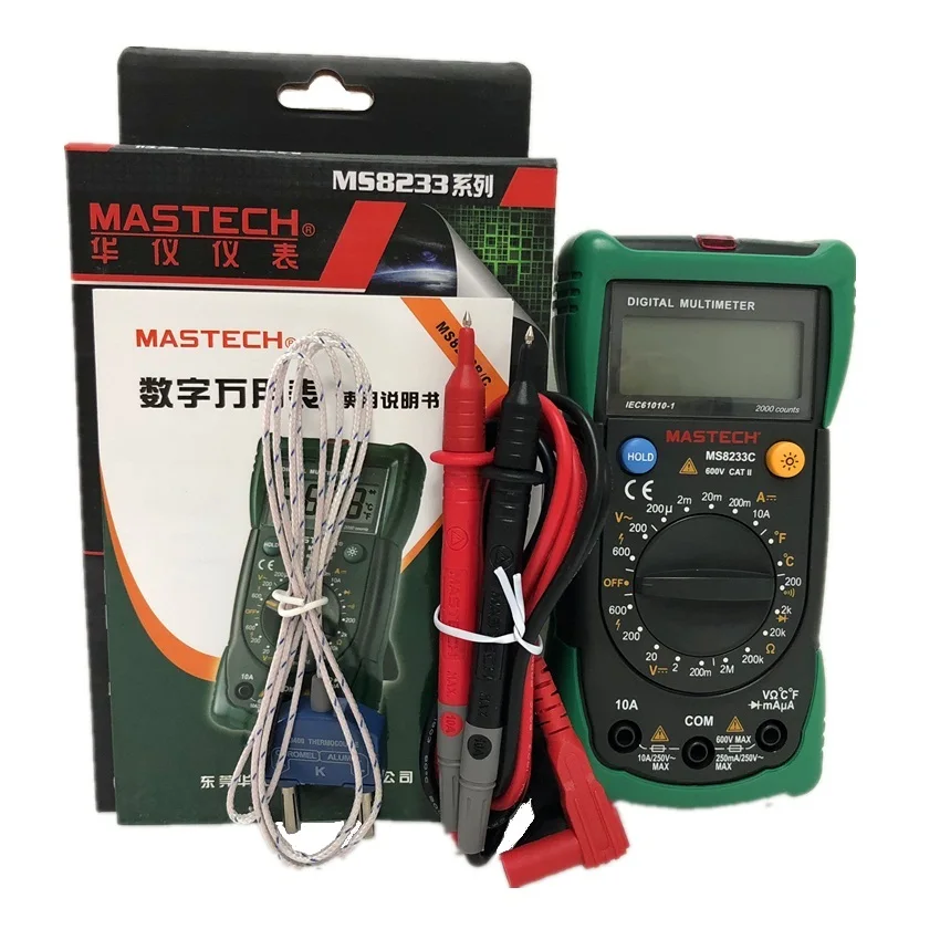 MASTECH MS8233C Профессиональный цифровой мультиметр DMM измеритель напряжения переменного тока Удержание данных амперметр с подсветкой тестер емкости