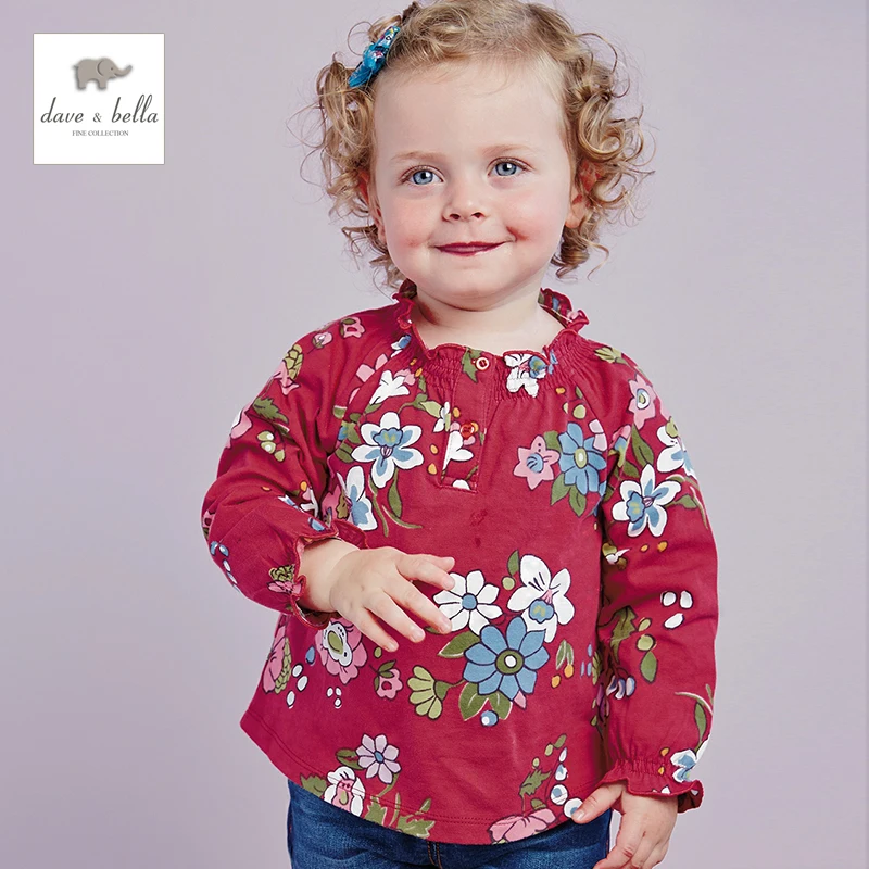 DB2252 dave bella spring baby girls flower t shirt girls cotton tee