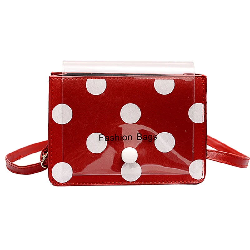 

2019 new women PU dot crossbody bag female chain beach bag women's high quality shoulder transparent PVC girl handbag