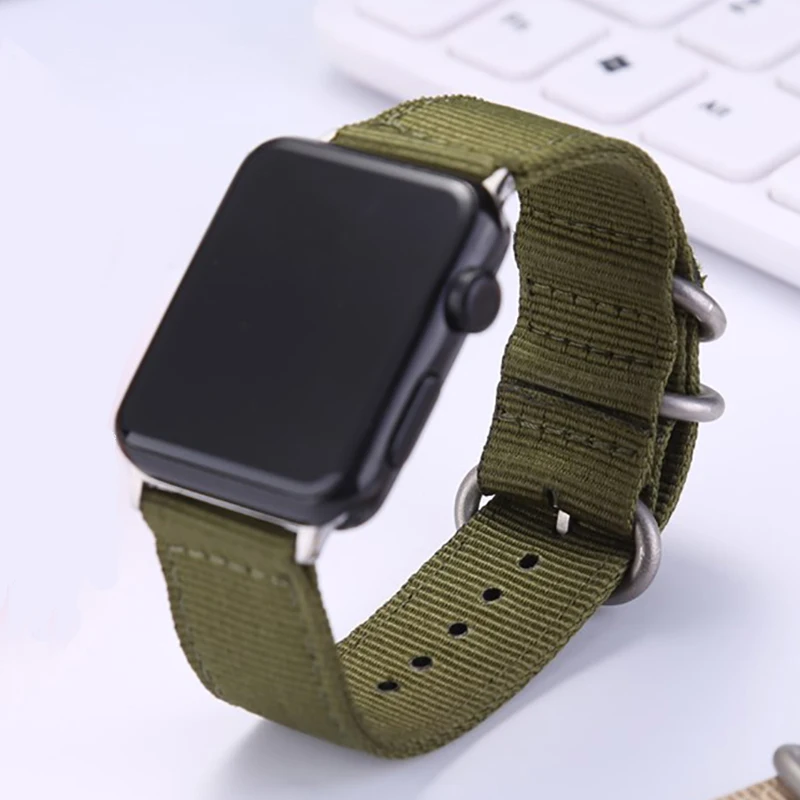 Нейлоновый ремешок для часов Apple Watch 42 мм 38 мм черная серебристая металлическая пряжка спортивный сменный Браслет ремешок для iwatch серии 3/2/1