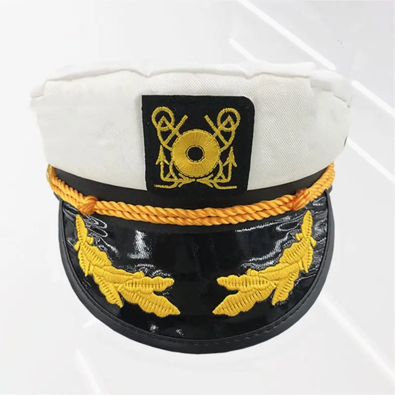 Captain's Yacht Sailors Hat Snapback Adjustable Sea Cap Navy Costume Accessory Fit Foradults and children - Цвет: A