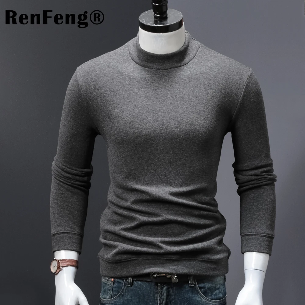sweatshirts men t-shirt plus velvet thickening t shirt mens turtleneck winter clothes 2018 pullover male long sleeve tshirts  (9)
