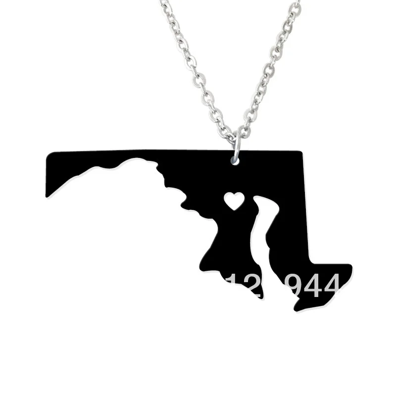 

Personalized State Necklace - I heart Maryland Necklace - Custom Map Pendant - Acrylic State Charm - Map necklace