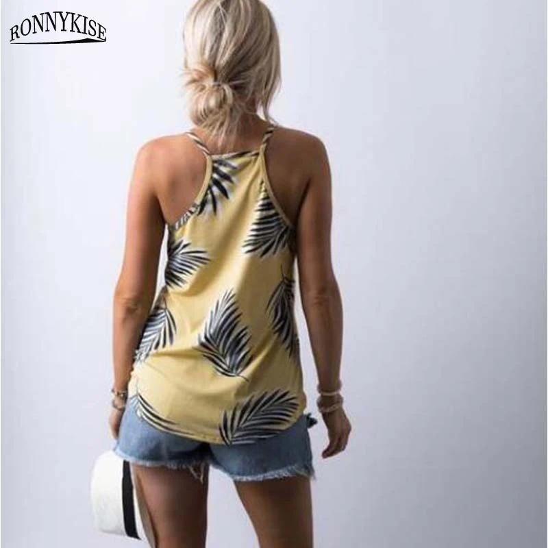 RONNYKISE без рукавов цифровой нарядный лиф с принтом женская модная свободная сексуальная летняя майка пляжные повседневные топы
