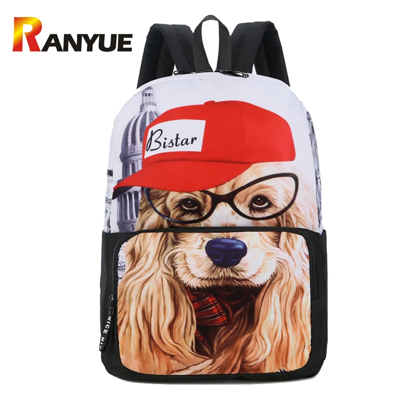 3D Animal Printing Backpack Women Waterproof Nylon Backpacks For