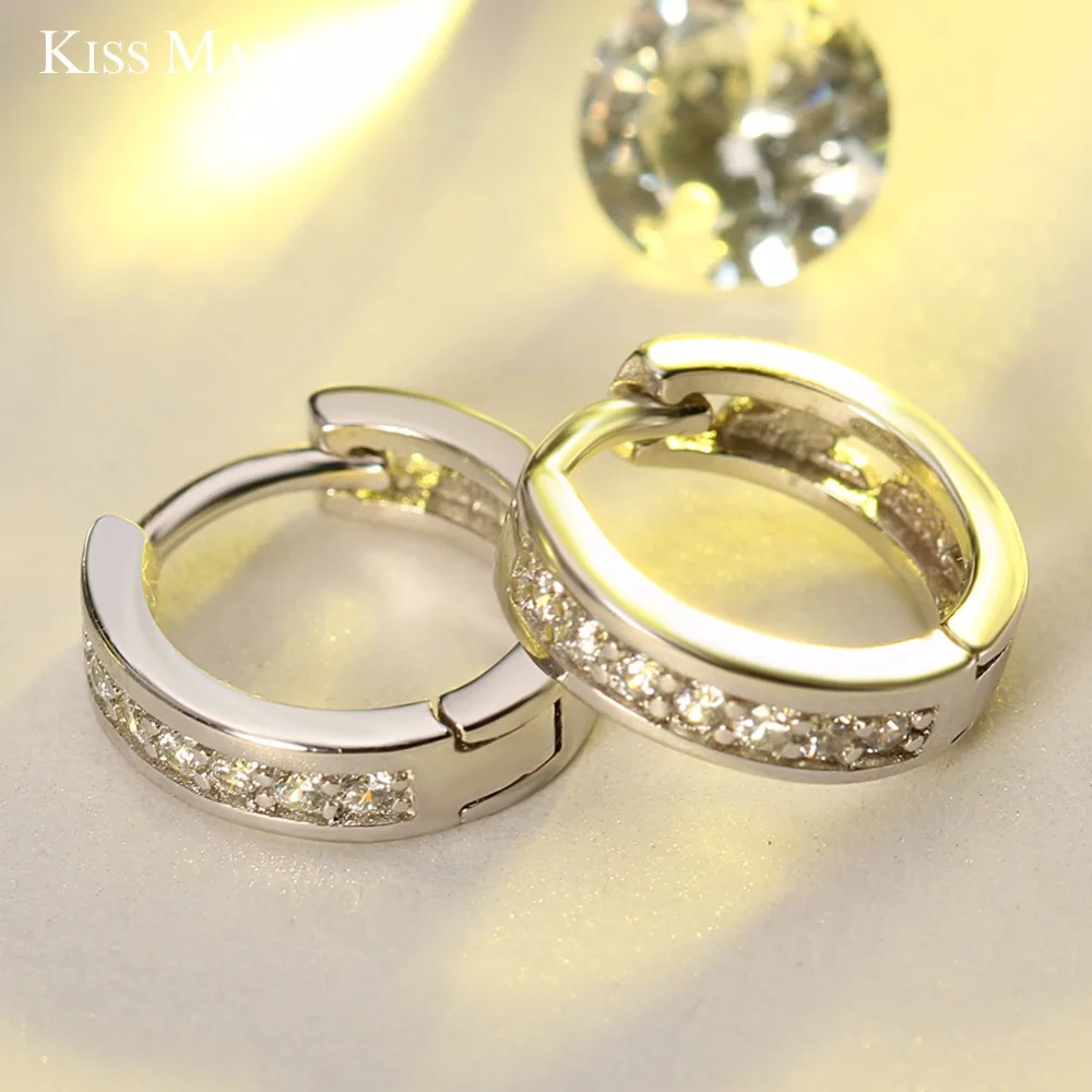 Женские сережки кольца с цирконием KISS MANDY в офисном стиле LE101|fashion hoop earrings|hoop