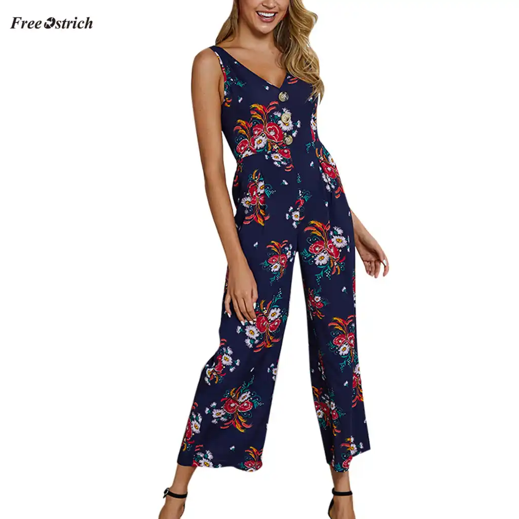 wide leg floral jumpsuit