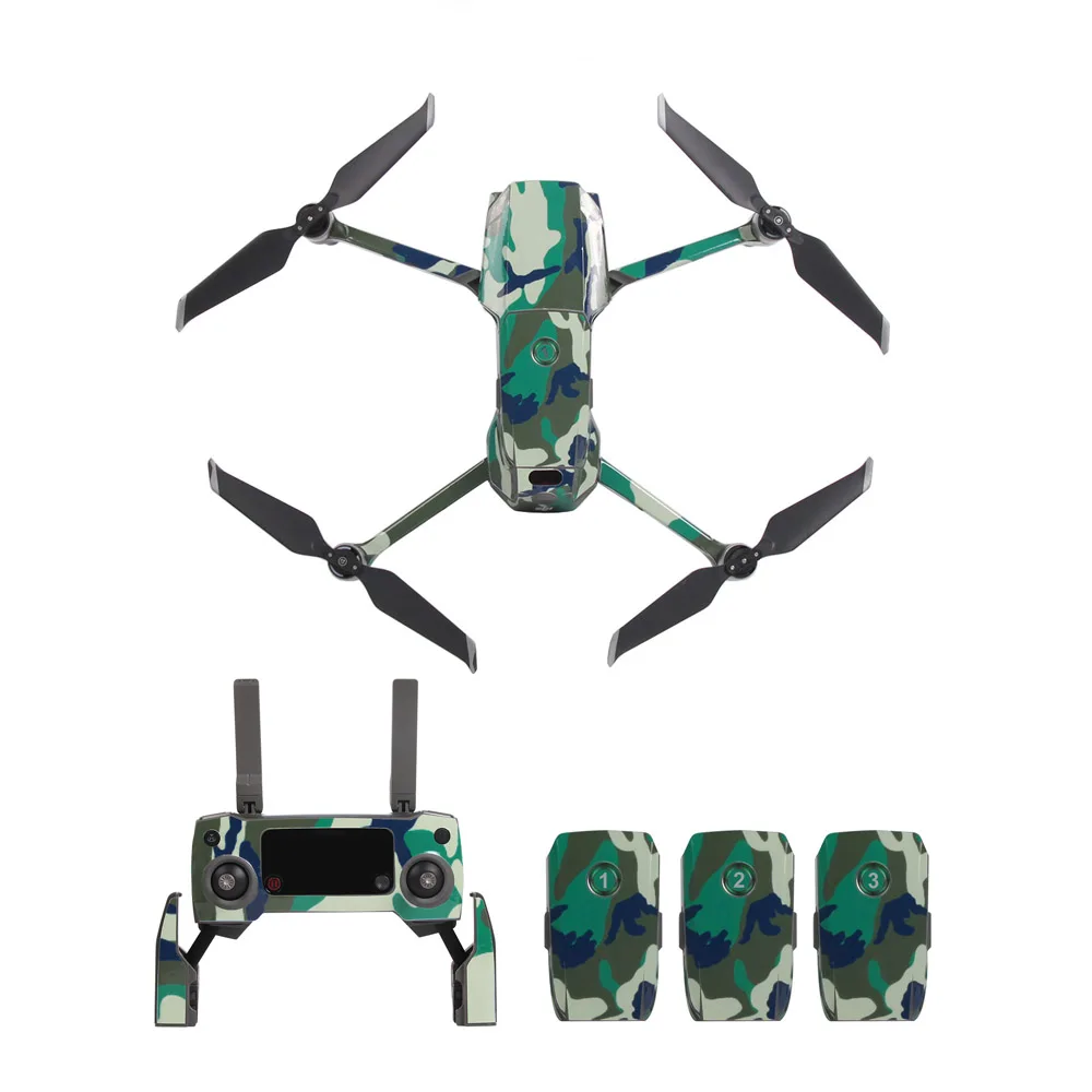 Зеленый камуфляж ПВХ наклейка на кожу для DJI Mavic 2 Pro и Zoom Drone корпус + пульты