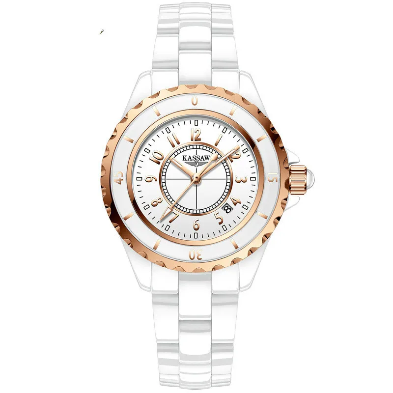 

2019 Ceramics Wrist Watch Woman Surface Quartz Trend Concise Waterproof Noctilucent Ma'am Wrist Watch Fashion Casual K887L