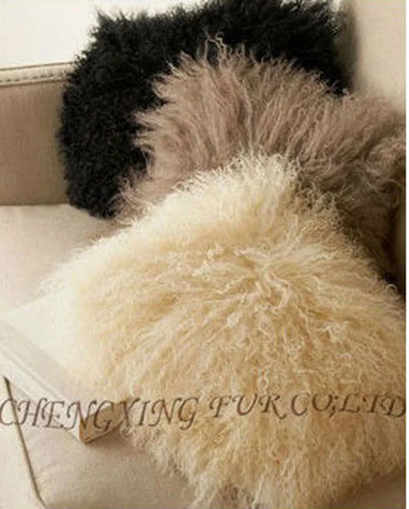 

Free Shipping CX-D-62 Custom Made Mongolia Lamb Fur Cushion Cover