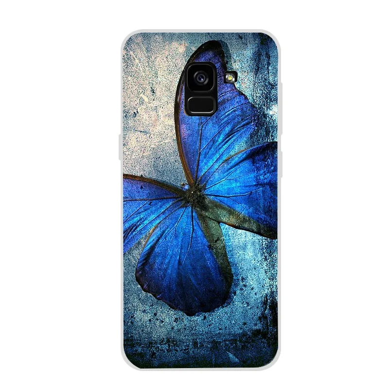 Phone Case For Samsung S8 S9 Plus S7 Edge Note 9 A5 J5 A8 Plus A7 Flower Cat Marble Case Cover Skin Funda Coque - Цвет: Небесно-голубой