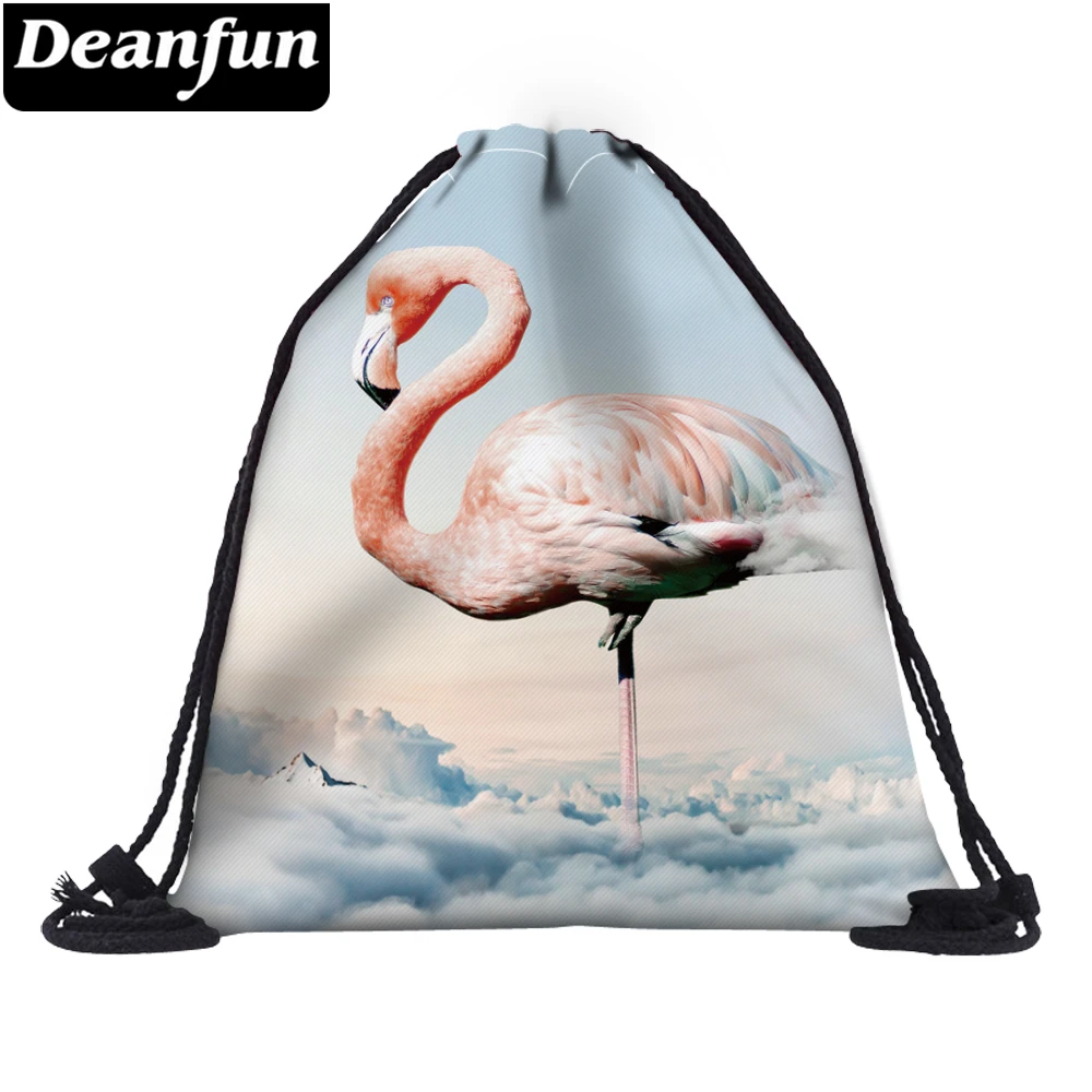Deanfun 3D печатных Drawstring сумка Фламинго с облаком модная одежда для девочек ранцы