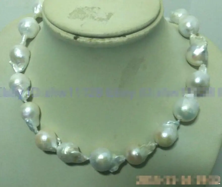 

Hot sale new Style >>>>>NATURAL REAL13-26mm SOUTH SEA WHITE&black BAROQUE PEARL NECKLACE 18'' AA+