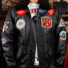 Зимняя куртка для мужчин, короткая куртка для пилота ВВС, чистая кожа для головы пальто