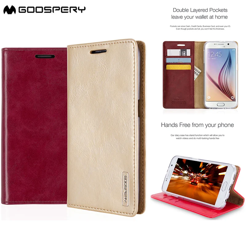 

Goospery Blue Moon Flip Wallet Card Slot Money Pocket Stand Case For Samsung Galaxy S5 S6 S7 Edge S8 S9 Plus Note 2 3 4 5 8