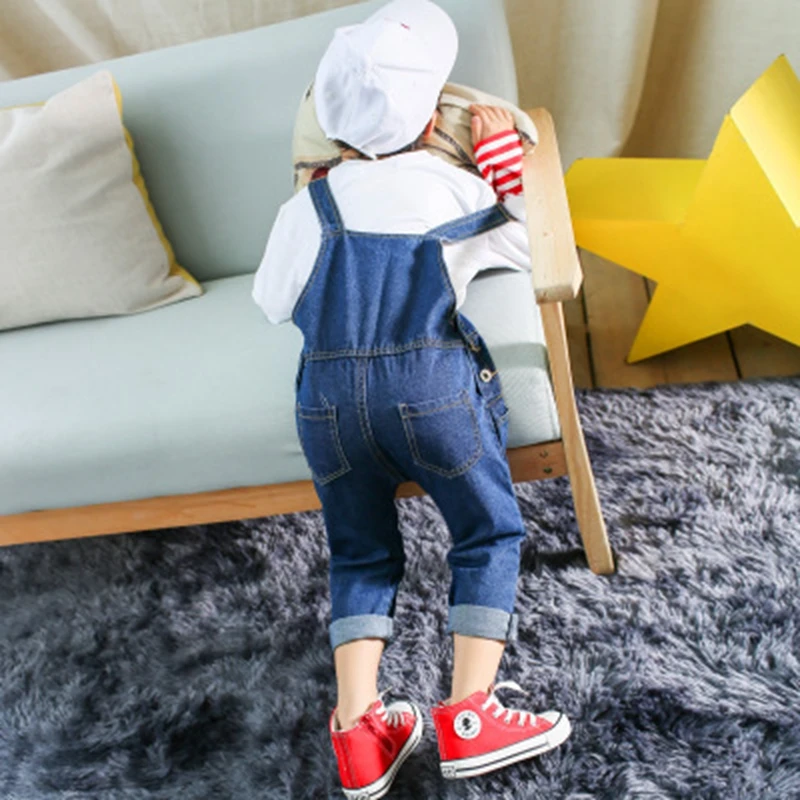 Baby Boys and childrens overalls jeans Pants clothes In the spring and autumn Stylish and simple Ripped jeans Pure color kids jeans Clothing (2)