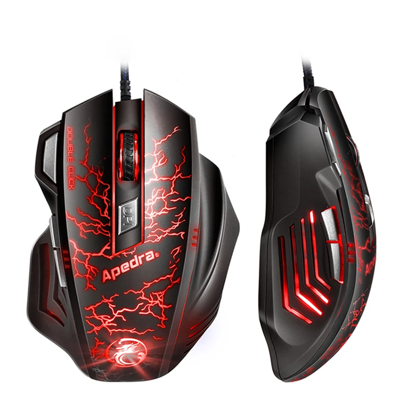  APEDRA USB Wired Gaming Mouse 7Buttons 3200DPI Optical Computer Mouse Gamer Mice for PC Laptop Game