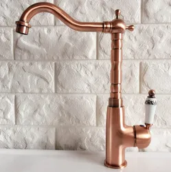 Swivel Spout Water Tap Antique Red Copper Single Handle Single Hole Kitchen Sink & Bathroom Faucet Basin Mixer Tap anf412