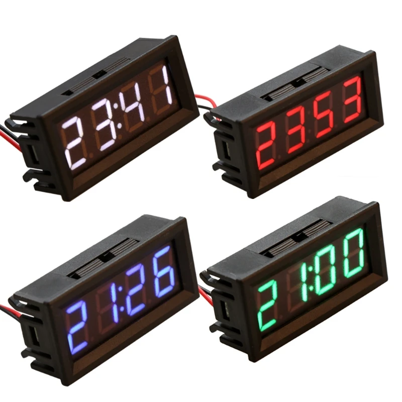 

0.56" Digital Electronic Clock Temperature Voltage Meter LED 12V 24V 36v 48v Car