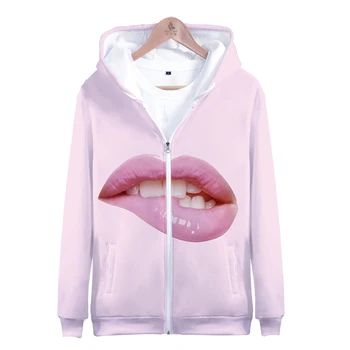 

3d Print Funny Pink Sexy Lips Cute Fashion Hip Hop Men Women Zipper Hoodies Jackets Sport Long Sleeve 3D Hooded Sweatshirts Tops