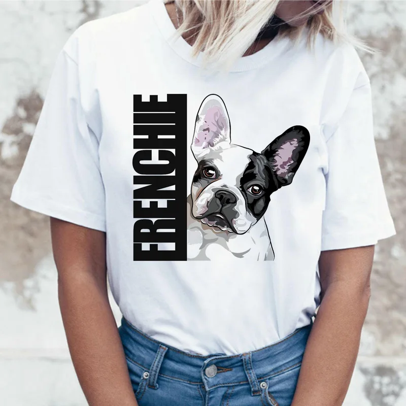 

French Bulldog T Shirt Women female t-shirt top tee shirts femme cartoon Harajuku kawaii korean Funny ulzzang clothes tshirt