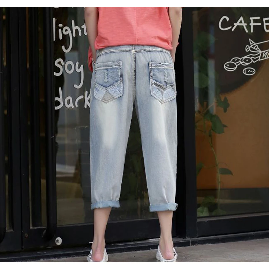 Для женщин прямые джинсы низ джинсовые штаны брюки вышивка кошки Большой Свободные Off White милые повседневные Модные для весна лето