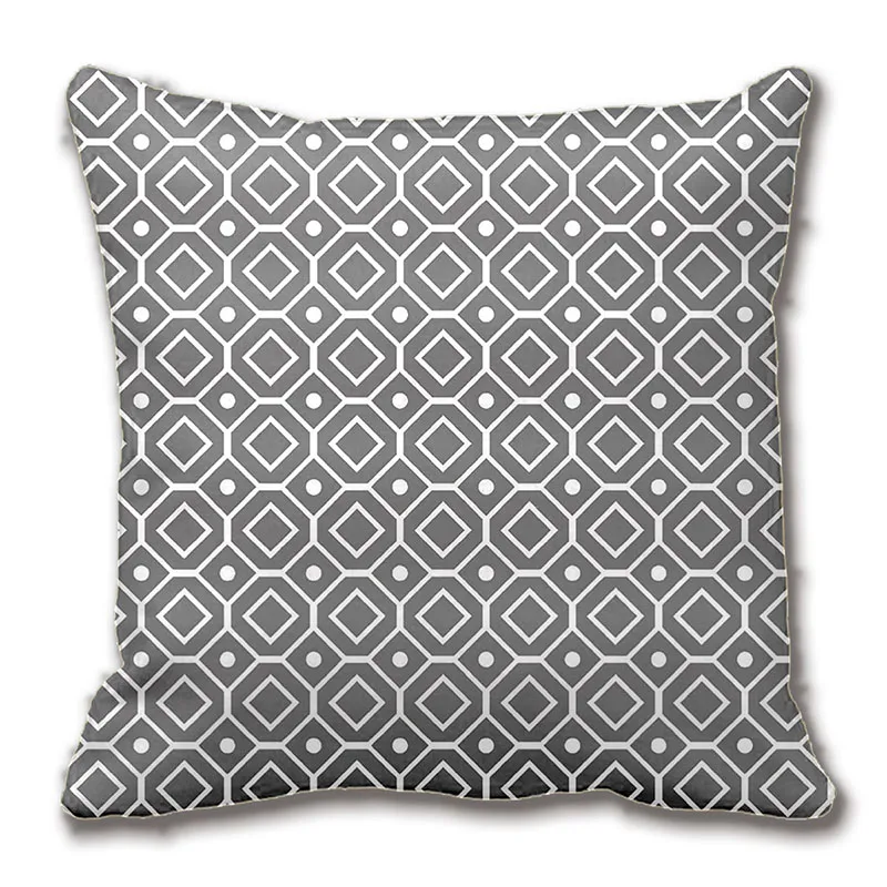 Grey White Geometric Pattern Decorative Pillow Decorative Cushion Cover