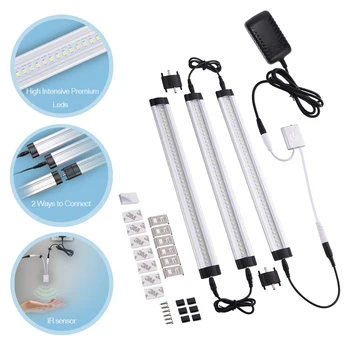 

MICTUNING 3 Panels IR Sensor Linkable Closet Lighting Strip for UL CE TUV GS PSE Hand Wave Activated LED Under Cabinet Light Kit