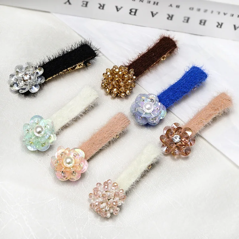 

2019 Hot Korea Autumn Winter New Simple Plush Hairpin Hair Accessories Duckbill Clip Direct For Girls
