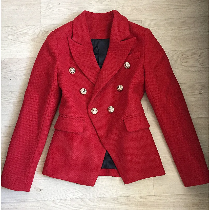 Fashion Red Suit Jacket Women Blazer New Autumn Winter Double Breasted Slim Female Jacket Elegant Long Sleeve Tweed Blazer Fashion Red Suit Jacket Women Blazer New Autumn Winter Double Breasted Slim Female Jacket Elegant Long Sleeve Tweed Blazer