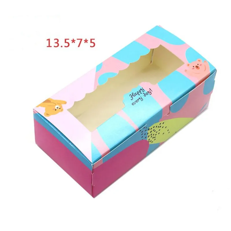 13,5x7x5 см милый медвежонок для оконная коробка для печенья с прозрачными 10 шт./лот упаковка праздничных свечек пользу Коробки для вечерние гости