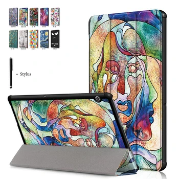 

Funda For Huawei MediaPad T5 AGS2-W09/L09/L03/W19 10.1" Print Case For Huawei T5 10 Wake Sleep Flip Leather Stand Cover+Stylus