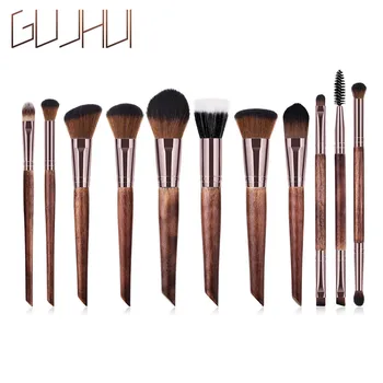 

11PCS Wood Handle Synthetic Oblique Top Buffer Brush For Face Liquid Foundation 4.9