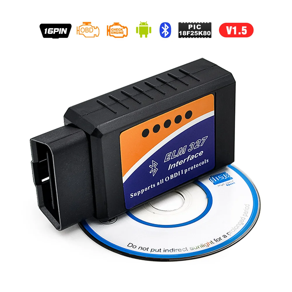 Супер Мини elm 327 bluetooth wifi V1.5 OBD диагностический кабель интерфейс vgate ELM327 USB V2.1 автомобильный считыватель кодов obd ii elm 327 - Цвет: ELM327 BT V1.5