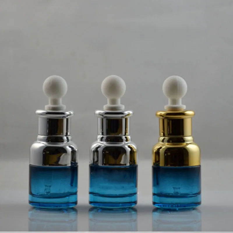 Download 30ml Blue Glass Dropper Bottle White Rubber Gold Dropper Empty Packaging Essential Oil Bottle ...