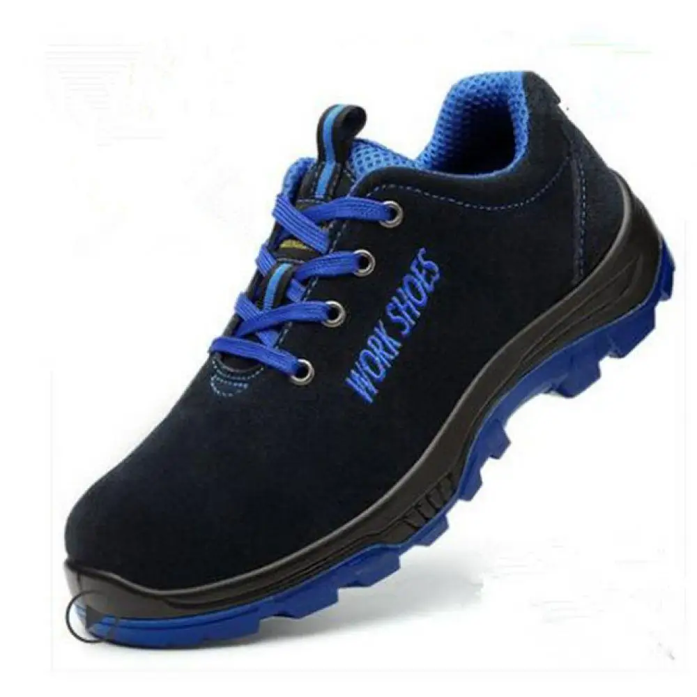 Высокие рабочие защитные туфли с стальным носком; теплые дышащие мужские повседневные ботинки; прокалывающая Рабочая обувь; мужские больших размеров - Цвет: Blue