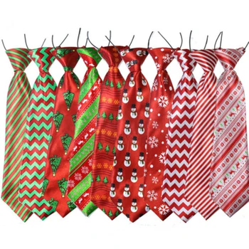 

10pcs Christmas Cartoon Print Children's Ties Pet Medium Large Neck Ties for Medium Large Dog and Children