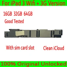 Разблокированный для iPad 3 материнская плата Wifi+ 3g версия, чистый iCloud с слотом для sim-карты для iPad 3 материнская плата Wifi+ 3g версия