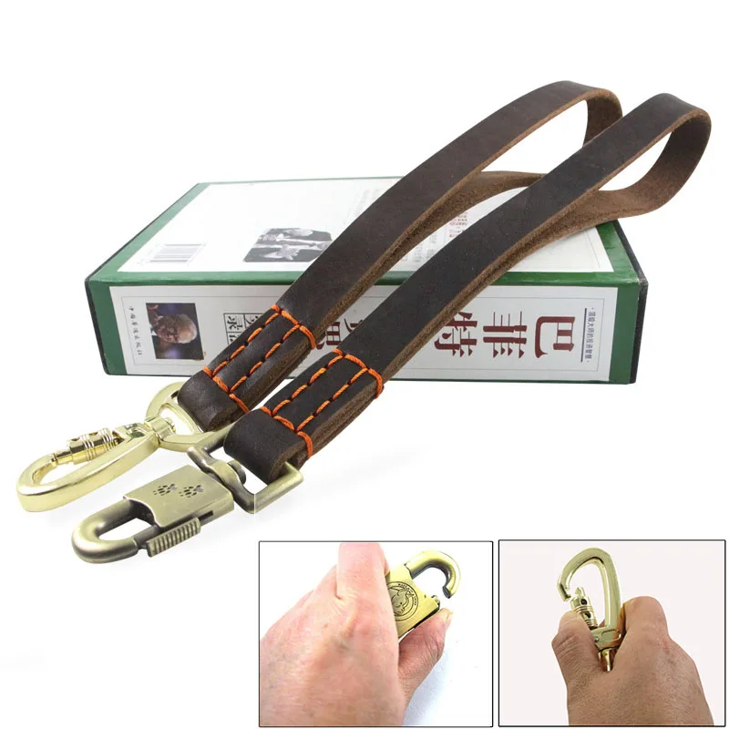 

40cm Leather Traffic Lead Heavy Duty Genuine Short Leather Dog Leash Best for Large Dogs 2.5cm Wide Strong and Durable Pet Leads