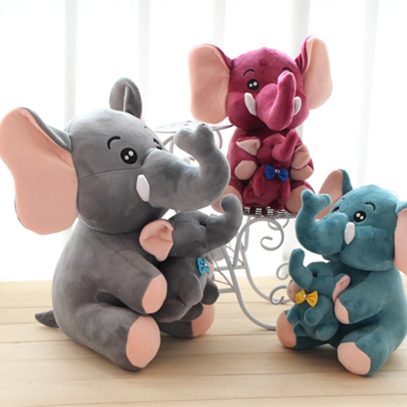 2pcs 3 Colors Big Ear Mother And Child Elephant Stuffed Plush Toy 20cm