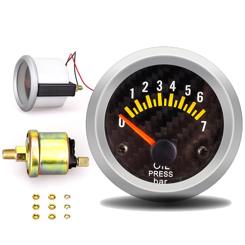 

Oil press gauge 12V 52mm Oil pressure gauge with sensor 0-7 bar Car meter digital fuel gauges tester olie meter pression huile