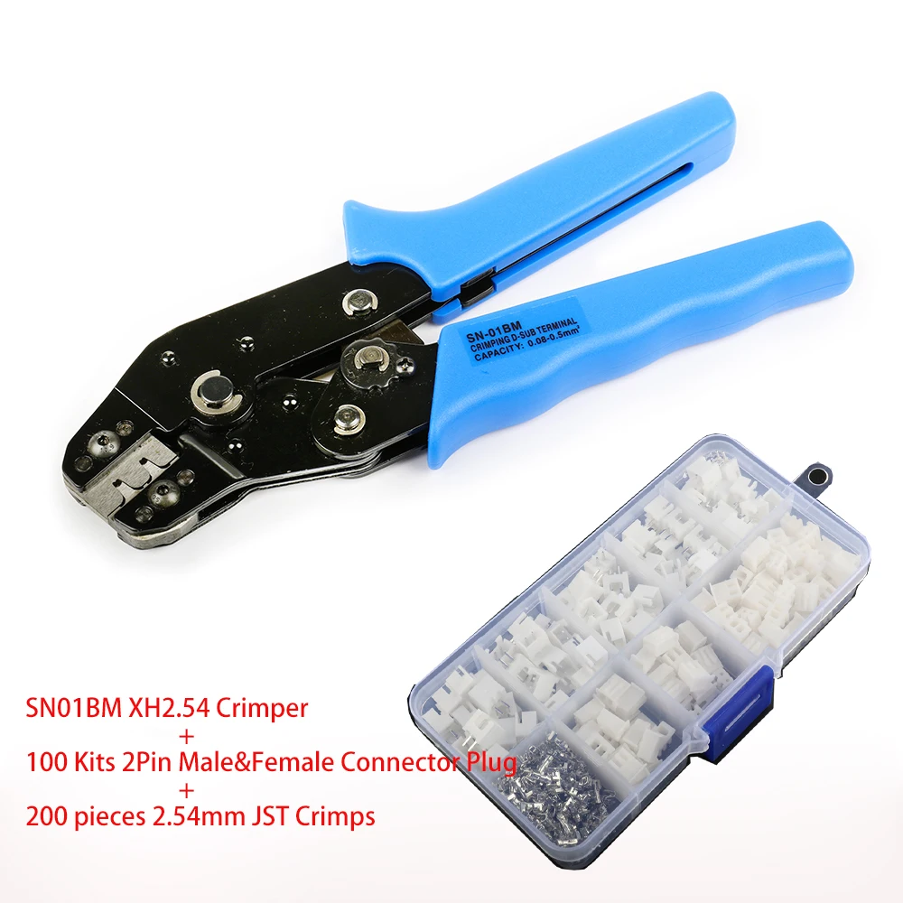 

SN-01BM XH2.54 Crimping Tool with 2P, 3P, 4P 5P, 6P ,10P XH2.54 Pin and Housing Terminals Kits