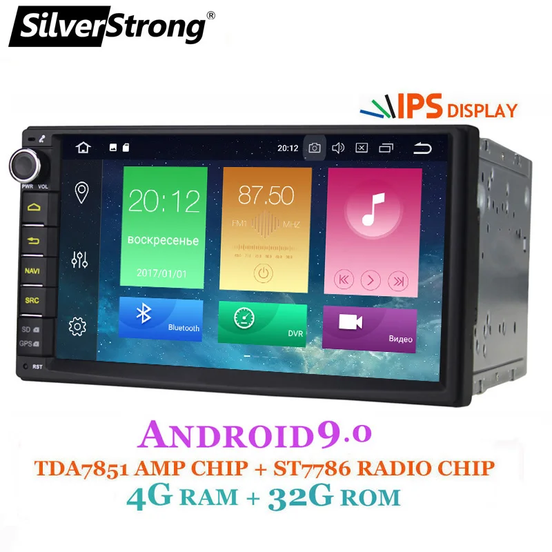 Цена SilverStrong ips Android9.0 4G Автомобильный DVD 2din универсальный Автомобильный font b GPS b font Радио увеличитель магнитофон навигационная