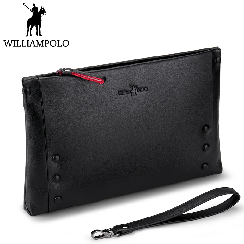 

WILLIAMPOLO Men Clutch Bag For Party Organizer Handy Wallet Male 2018 Fashion Gift Genuine Leather Clutches Bags For Boyfriend