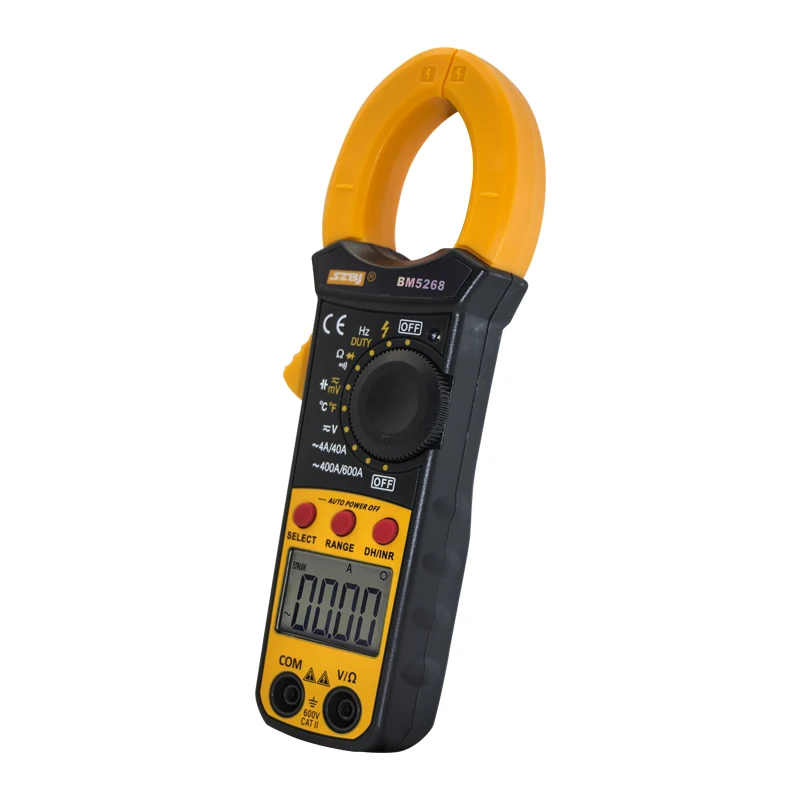 

SZBJ BM5268 Handheld Digital Clamp Meter Multimeter AC/DC True RMS Volt Amp Ohm Capacitance Frequency Temperature Diode Tester