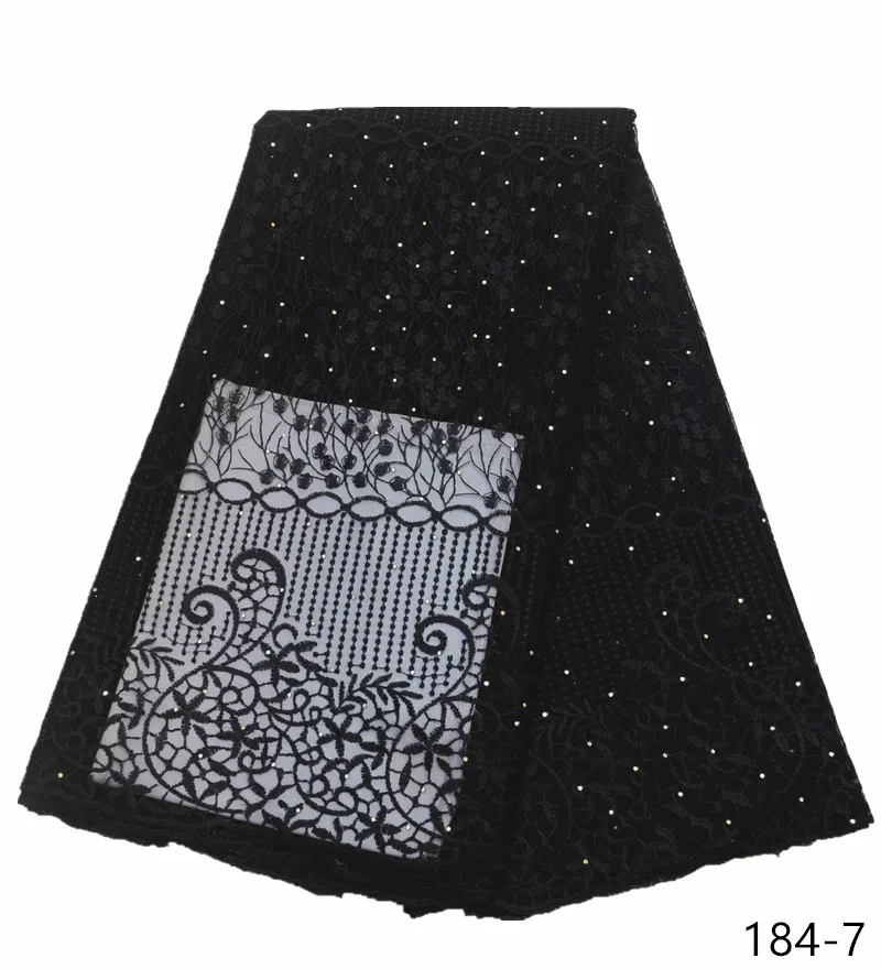 

Latest Design French Tulle Lace Fabric 5 Yards/Piece African Net Lace Nigerian Embroidery Lace With Stones For Dresses 184