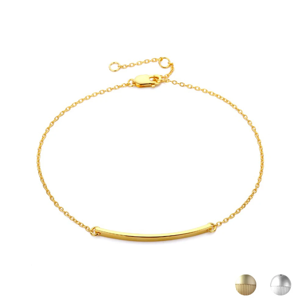 e-Manco Thin Long Stick Bracelets 925 Sterling Silver Geometry Charm Bracelet For Women Fine Jewelry Simple Chain Link Bracelets