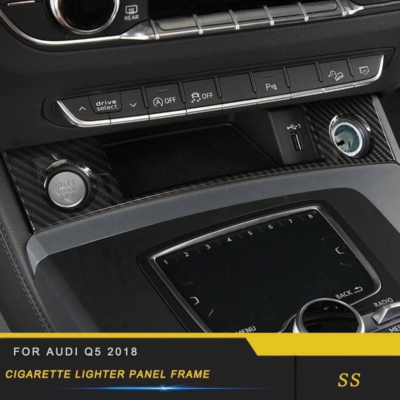 

For Audi Q5 2018 Accessories Stainless steel front Cigarette Lighter Panel Cover Trim Car Styling