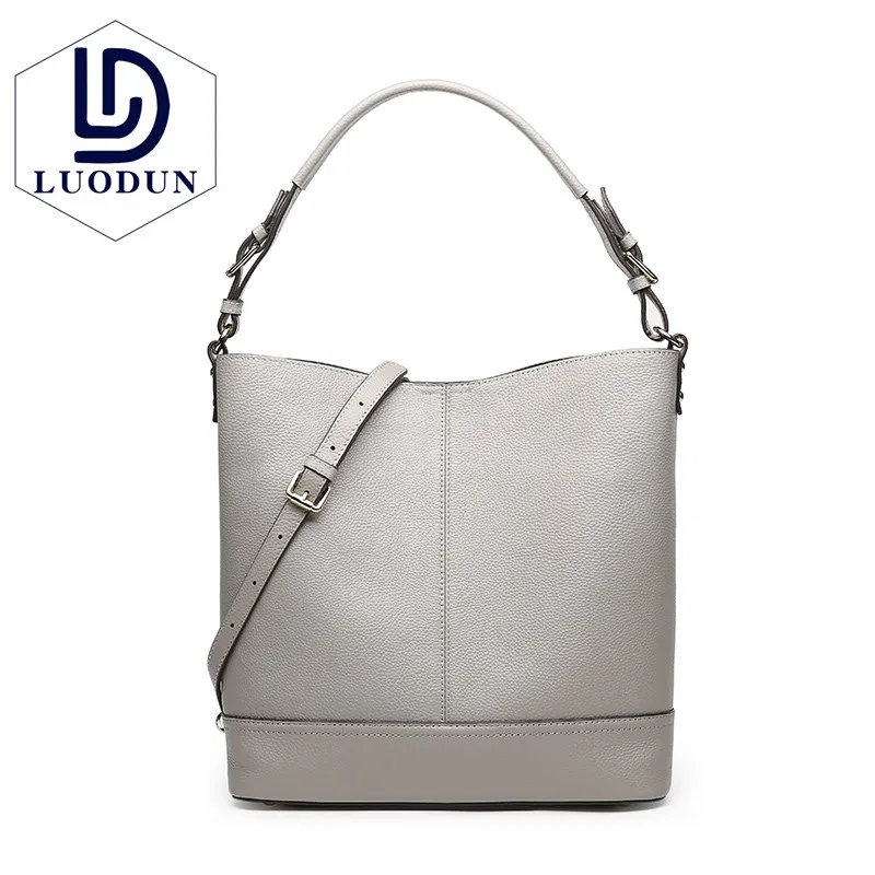 

LUODUN2018 ladies Genuine Leather bag new handbags fashion simple commuter first layer leather hand shoulder bag female big bag