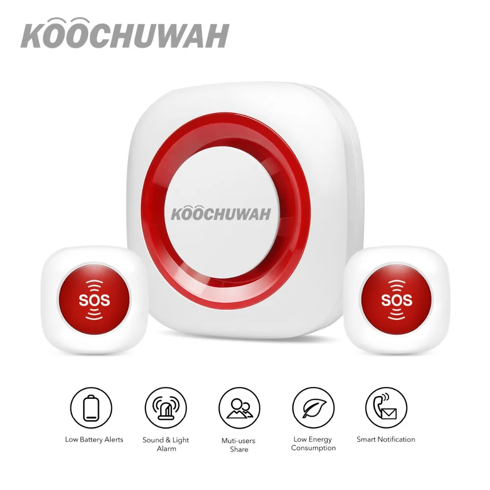 

Koochuwah Wireless Panic Button GSM Smart SOS Buttons with SIM Card Sound Alarm Button Call SMS Alarm Controller for Eldlerly